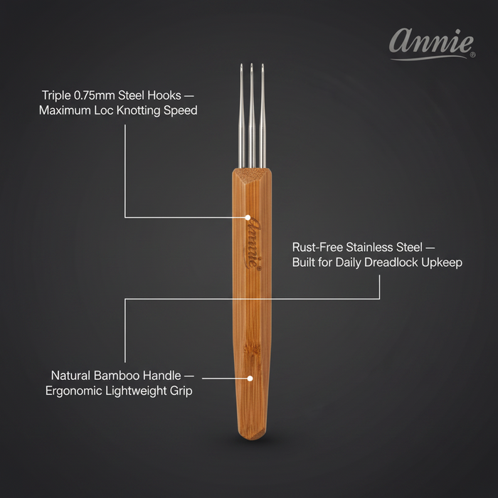 Annie Dreadlocks Crochet Needle 3 Hook 0.75mm, 1 Count, Wood