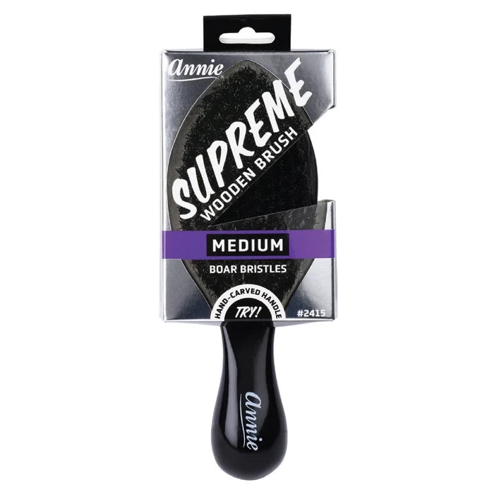 Annie Supreme Club Brush Medium Boar Bristles, 1 Count, Black