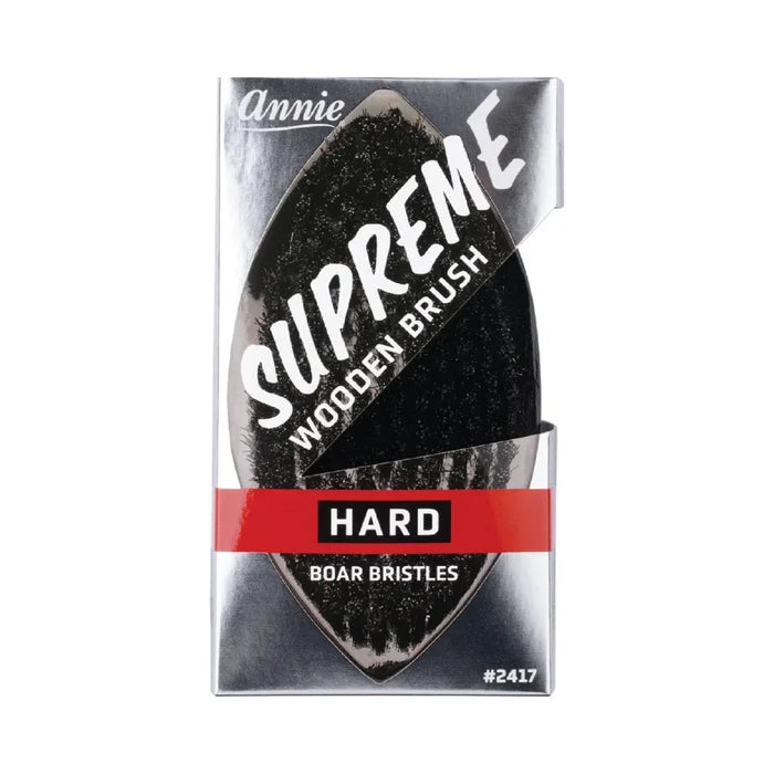 Annie Supreme Military Brush Hard Boar Bristles, 1 Count, Black