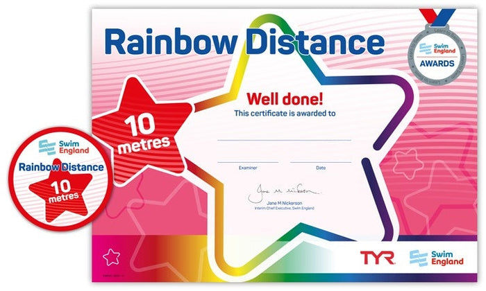 ASA Swim England 10M rainbow distance certificate from TYR