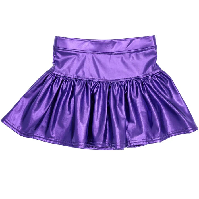Azarhia Slick Metallic Gathered Skort-Purple