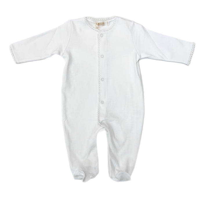 BCC Footie with White Crochet Trim