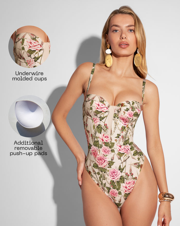 Detail graphic of Brazilian Bombshell - Thorny Rose highlighting underwire molded cups