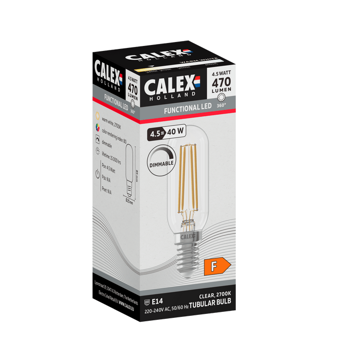Calex Filament LED Lamp - E14 - 4.5W - T26 - Clear
