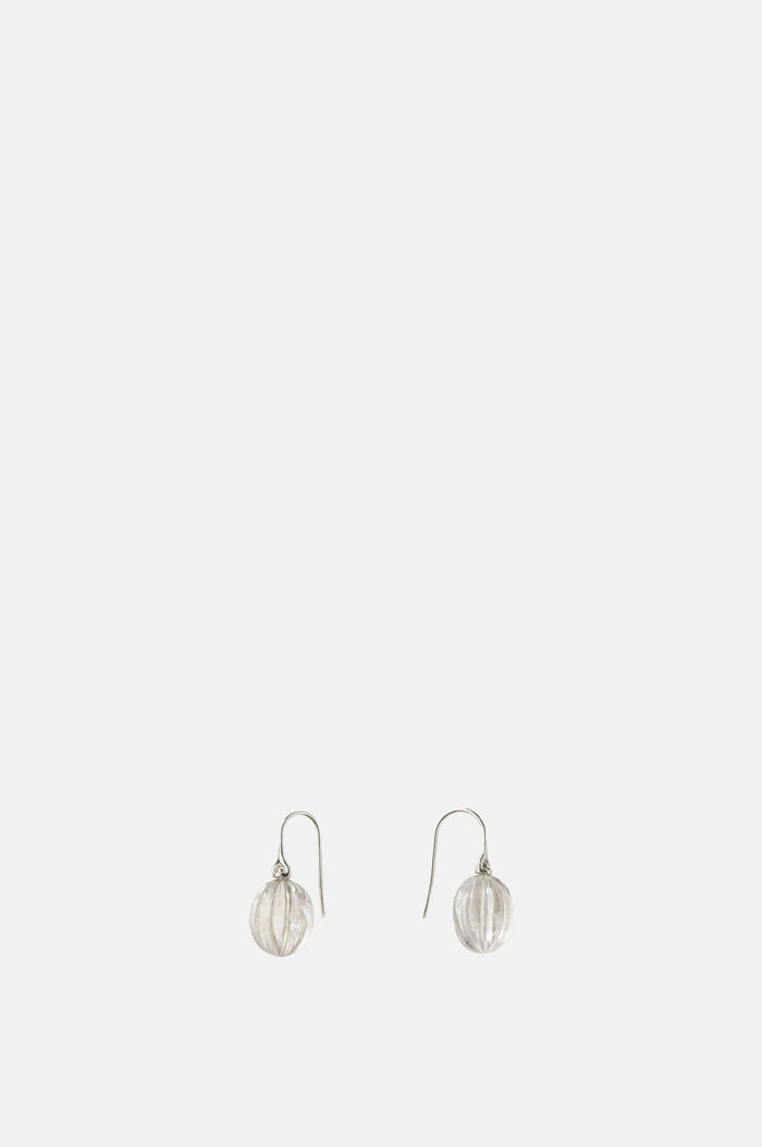 Annika Inez Clear Quartz Rounded Ridge Earrings.