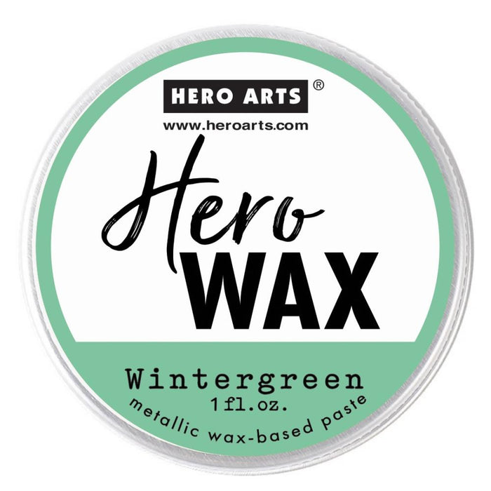 Hero Arts - Hero Wax 1 oz. - Wintergreen. Metallic wax-based paste in an adorable 1 oz. tin. For adding color and shine to your card and mixed media projects. Dries permanently on most surfaces. Available at Embellish Away located in Bowmanville Ontario Canada.