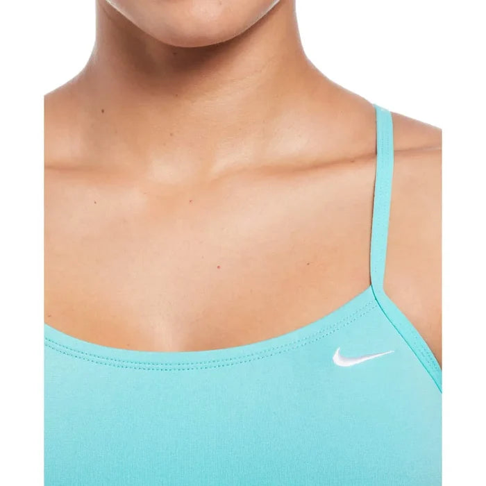 Nike Hydrastrong solid cutout one-piece swimsuit in Aurora Green, featuring a sleek design and cutout details for active swimming.