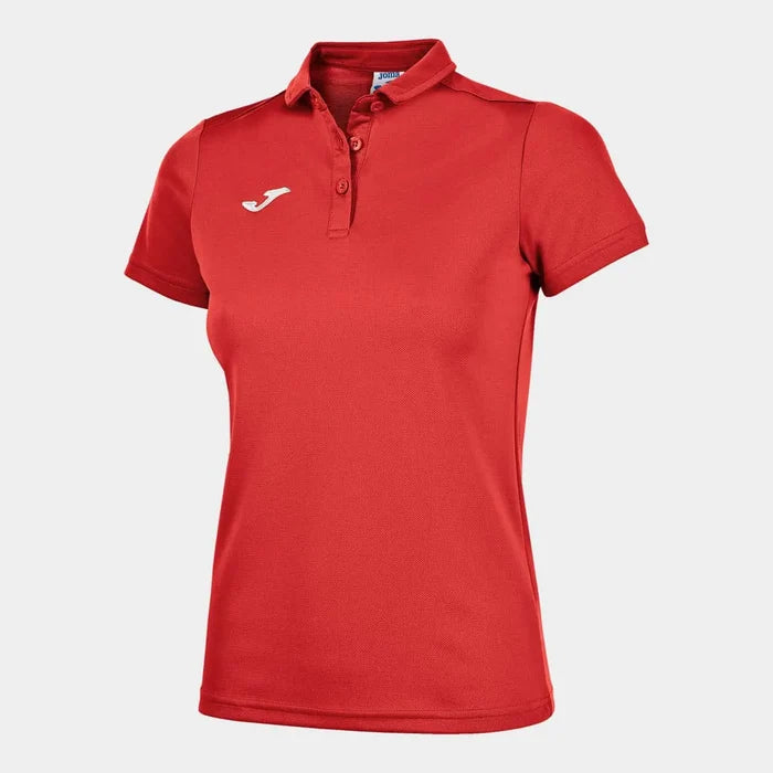 Red Joma women's Hobby polo shirt, casual T-shirt with a classic collar, short sleeves, and Joma branding.