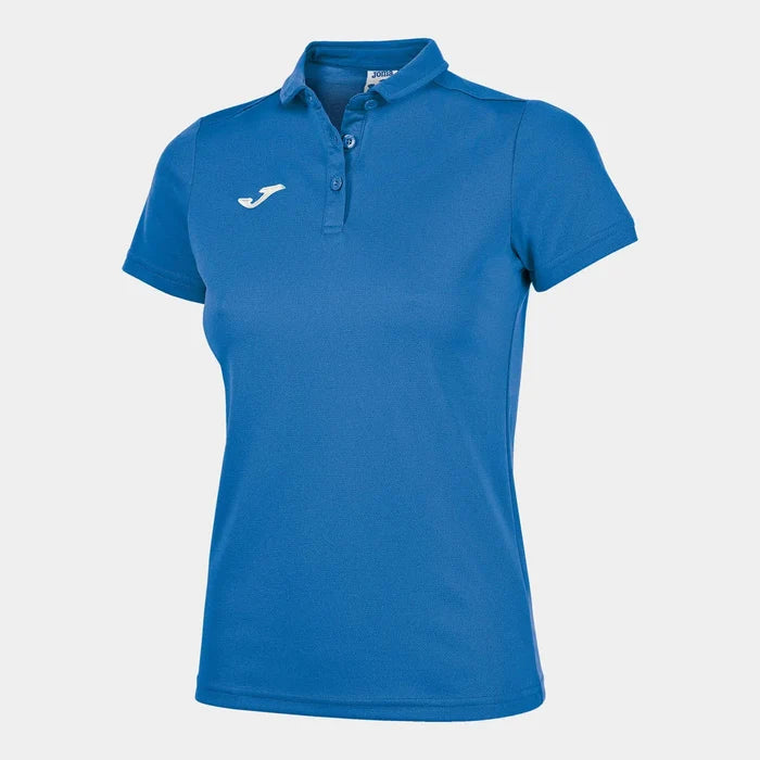 Joma women's royal Hobby polo shirt, a casual T-shirt and polo style top with a classic collar and short sleeves.