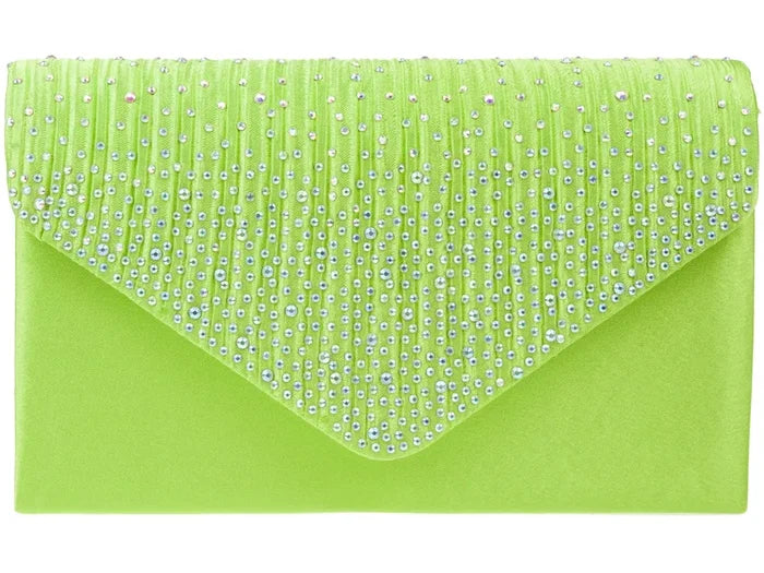 Lime Green Diamante Overlay Clutch Bag