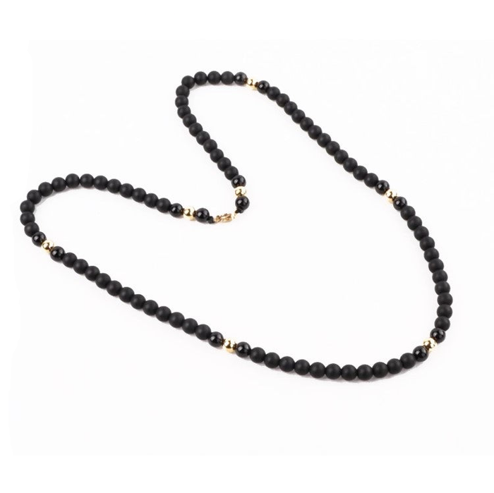 Natural Stone Matte Onyx Beaded Necklace