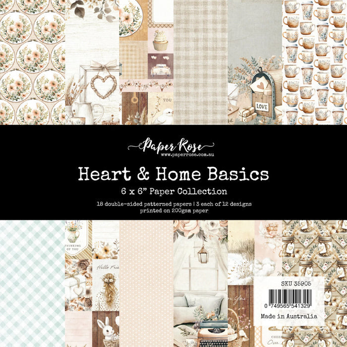 Paper Rose 6X6 Paper Collection Heart & Home Memories Basics. 18 double-sided papers. Available at Embellish Away located in Bowmanville Ontario Canada.