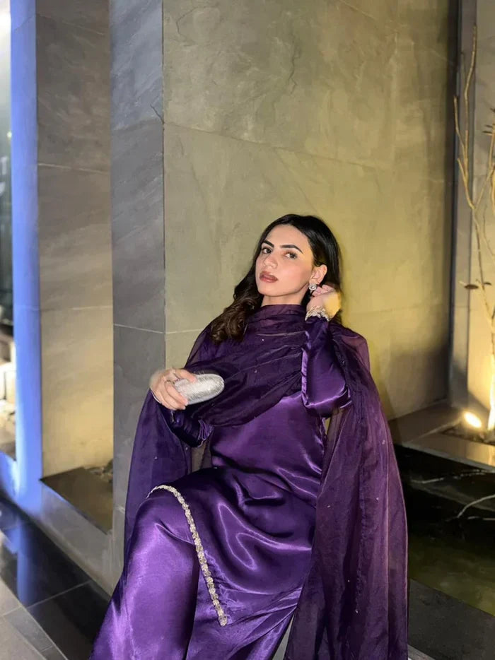 Purple Reyyan Silk Farshi Set