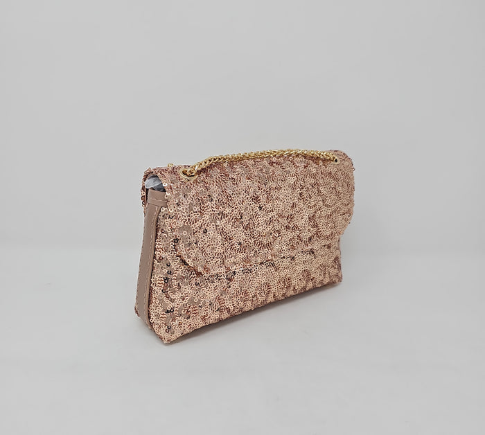 Rose Gold Sequin Glitter Clutch Bag