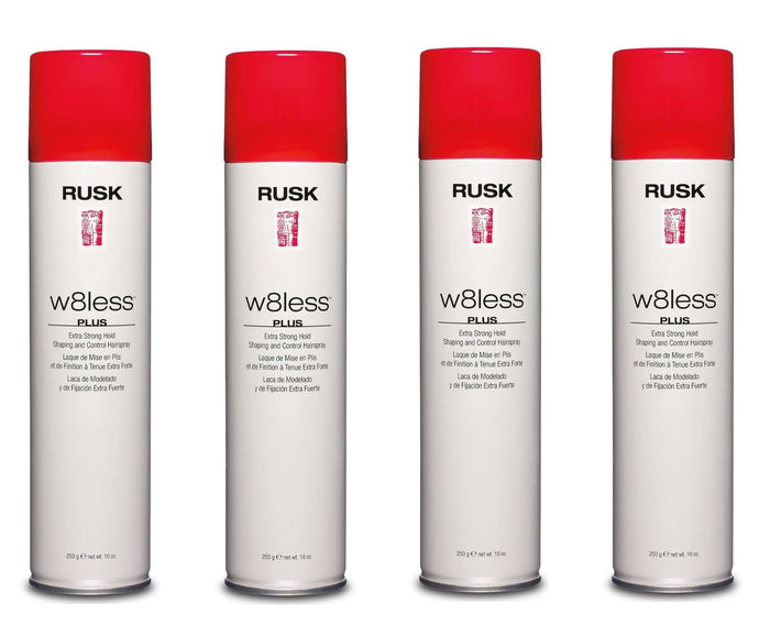 Rusk W8Less Plus Extra Strong Hold Shaping & Control Hairspray 10oz (Pack of 4)