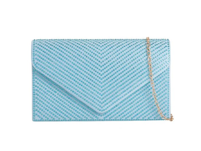 Serenity Blue Crystal Diamante Clutch Bag