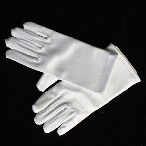 Short Satin White Gloves