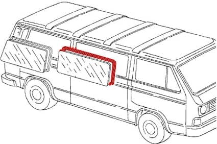 Sliding Door Window Seal w/chrome trim Vanagon