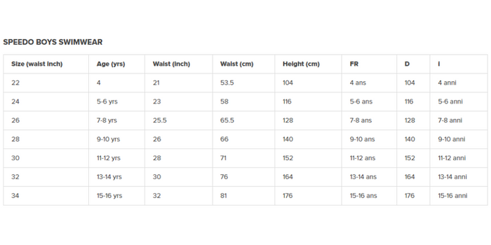 Speedo Boys Essential 13’’ red watershorts size chart with mesh drainage