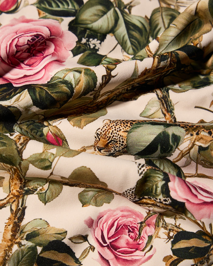 Fabric swatch of Triangle Bikini Top - Pink Rose Leopard