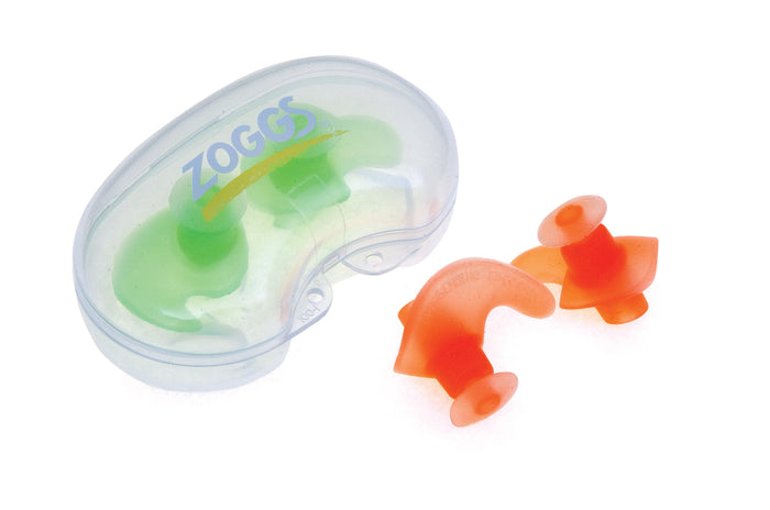Zoggs Junior Aqua Ear Plugz orange green silicone earplugs