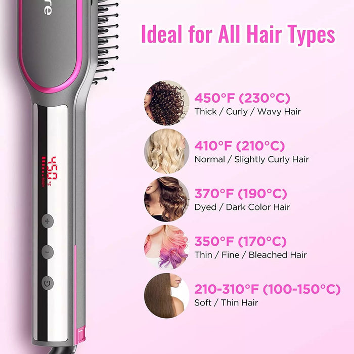 #1 Hair Straightener Brush, MiroPure Infrared Ionic Hair straightening Brush, Heating Comb. Model: 7056