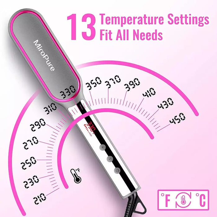 #1 Hair Straightener Brush, MiroPure Infrared Ionic Hair straightening Brush, Heating Comb. Model: 7056