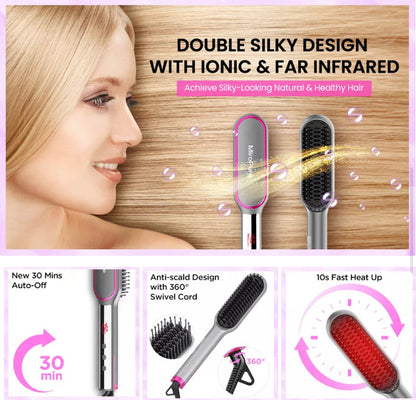 #1 Hair Straightener Brush, MiroPure Infrared Ionic Hair straightening Brush, Heating Comb. Model: 7056