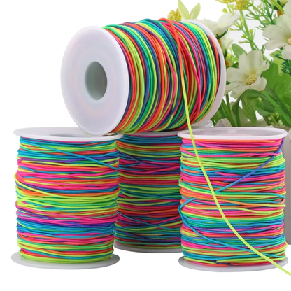100m Rainbow Elastic Cord Beading Thread Stretched String Craft Cord Bead String kids - 1mm