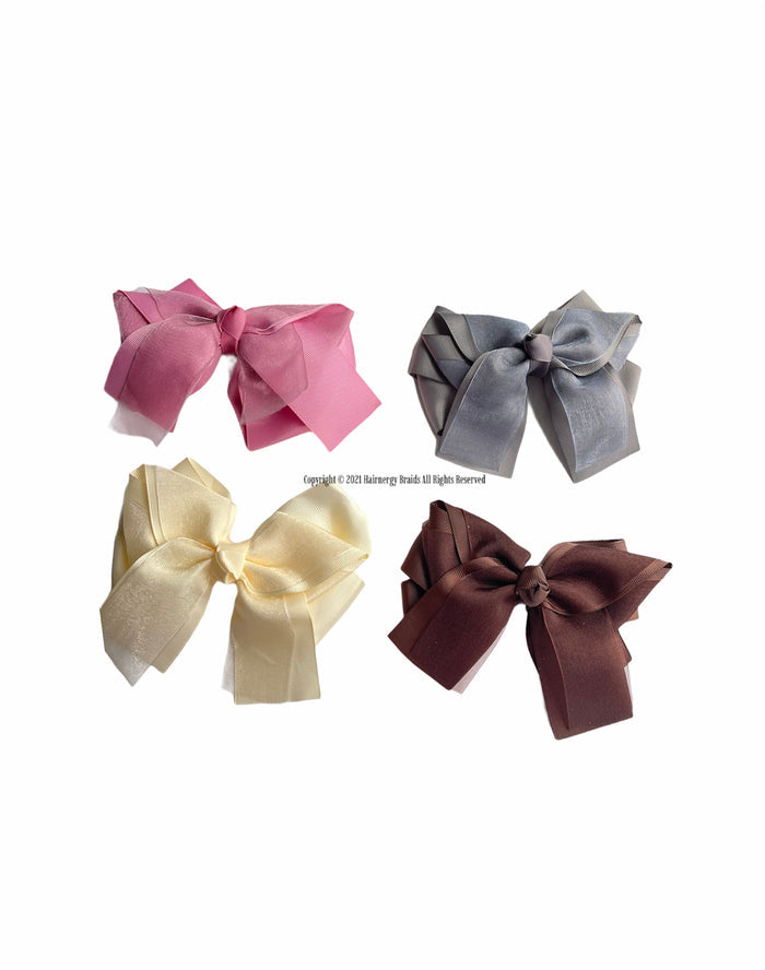 4 Pcs 6 Inch Hair Bows Clips Grosgrain And Organza Ribbon Bows Hair Alligator Clips Hair Barrettes Hair Accessories for Girls Toddler Infants Kids Teens Children