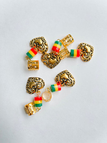 5pcs Dreadlocs and Braids Gold Clips and beads and Hair Accessories Charms