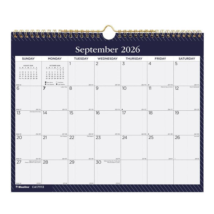 Academic Monthly Small Wall Calendar 2027, English, Nautical (CA171113-27)