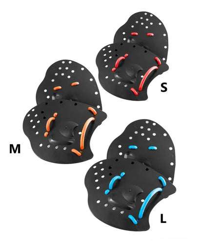 AK Team Hand Paddles in black, designed for swimming training, with ergonomic handles and durable paddle surfaces.