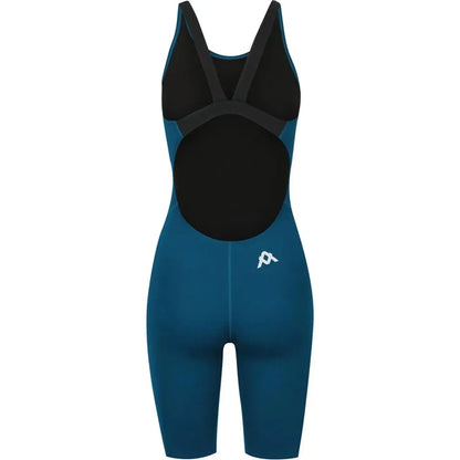 Amani Girls Neptune Active Kneesuit in navy, featuring a sleek design, long sleeves, and full coverage for swimming and water activities.