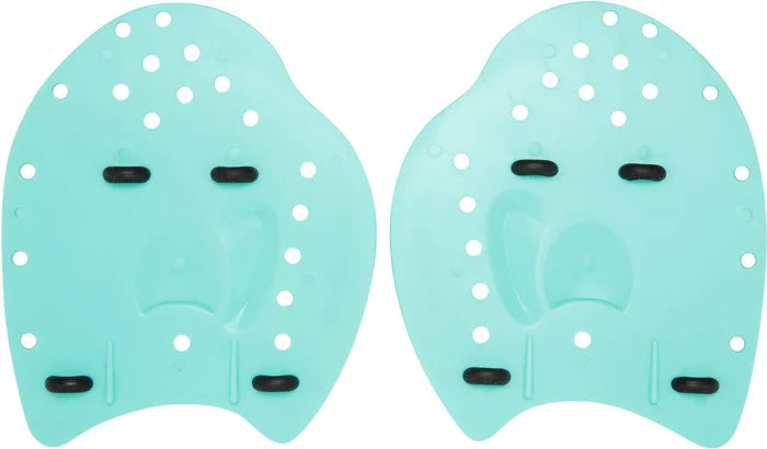 Amani Spearmint Hand Paddle Set in vibrant green, designed for swimming or water sports, showcasing two textured paddles.