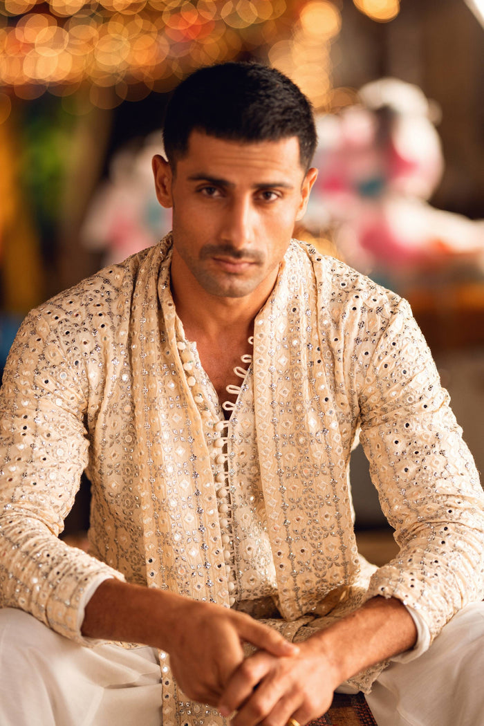 AMEER – BEIGE KURTA PAJAMA