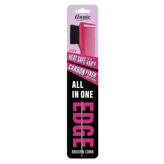 Annie All In One Carbon Edge Brush & Comb, 1 Count, Assorted Colors