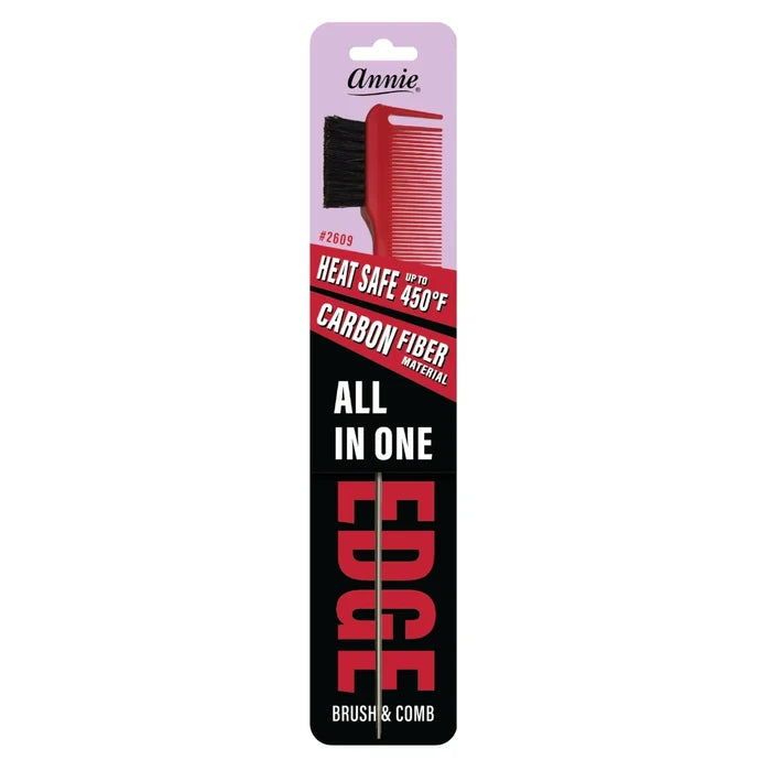 Annie All In One Carbon Edge Brush & Comb, 1 Count, Assorted Colors