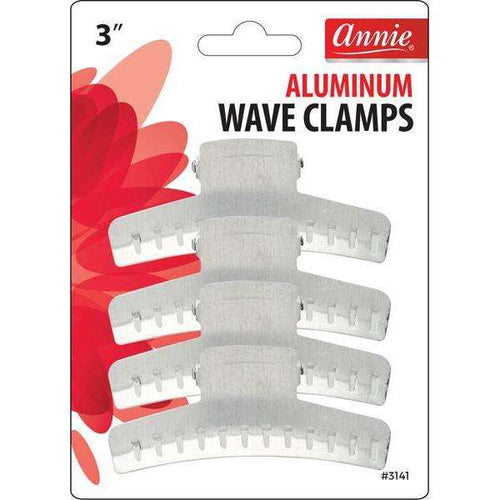 Annie Aluminum Wave Clamps 3 Inch, 4 Count, Silver