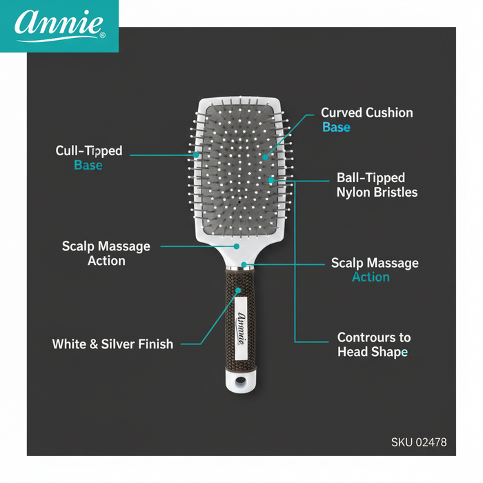 Annie Curved Cushion Brush, 1 Count, Silver