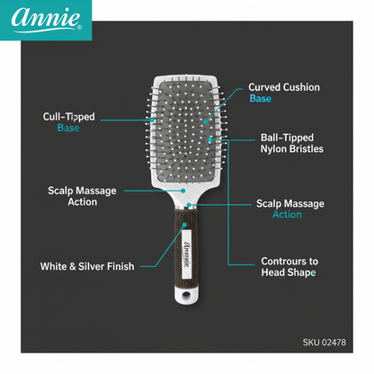 Annie Curved Cushion Brush, 1 Count, Silver