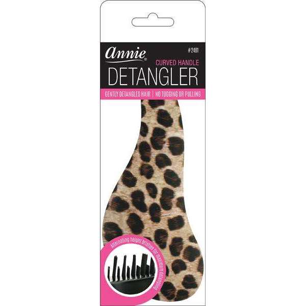 Annie Curved Handled Grip Detangler Brush, 1 Count, Leopard