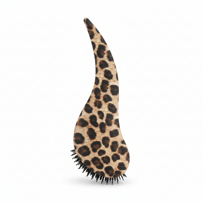 Annie Curved Handled Grip Detangler Brush, 1 Count, Leopard
