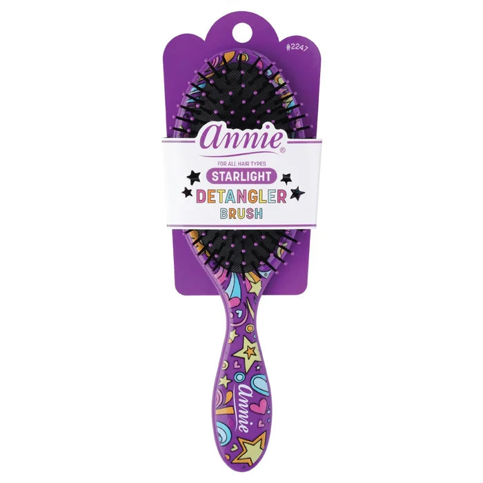 Annie Detangling Round Paddle Brush, 1 Count, Purple Starlight