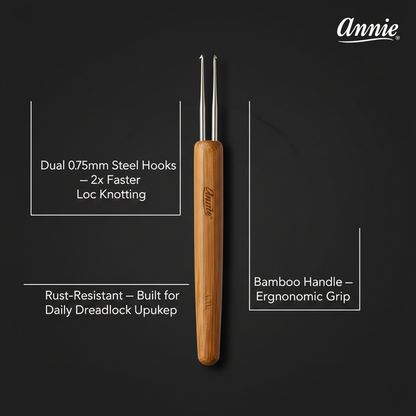 Annie Dreadlocks Crochet Needle 2 Hook 0.75mm, 1 Count, Wood