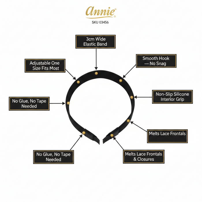 Annie Hook Wig Band 1 1/8 Inch, 1 Count, Black