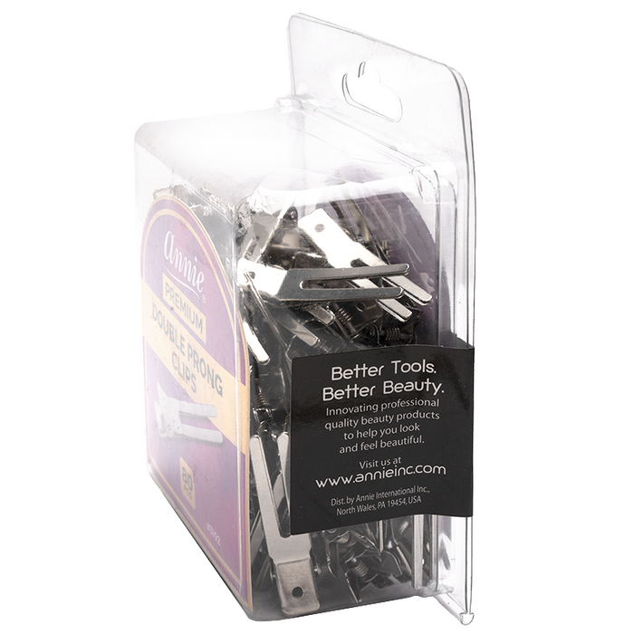 Annie Premium Double Prong Metal Hair Clips, 80 Count, Silver