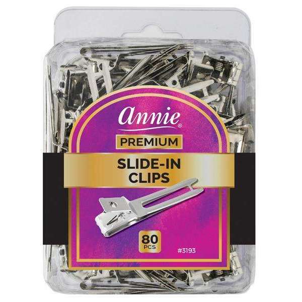 Annie Premium Slide-In Metal Hair Clips, 80 Count, Silver