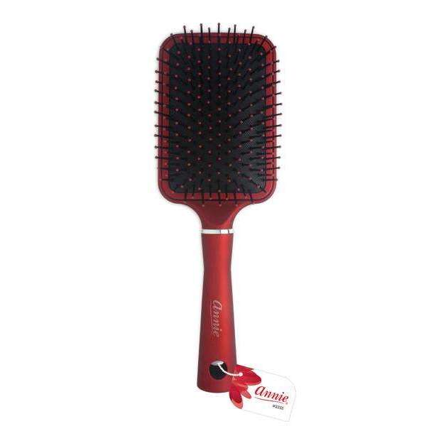 Annie Salon Pro Paddle Brush, Ball-Tipped Bristles, Red