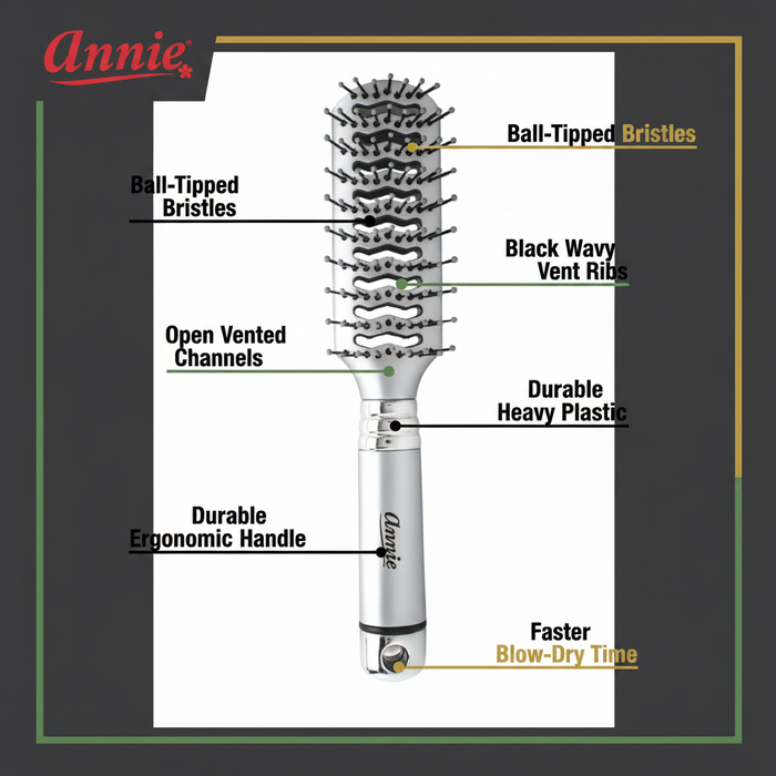 Annie Salon Vent Drying Brush, 1 Count, Silver